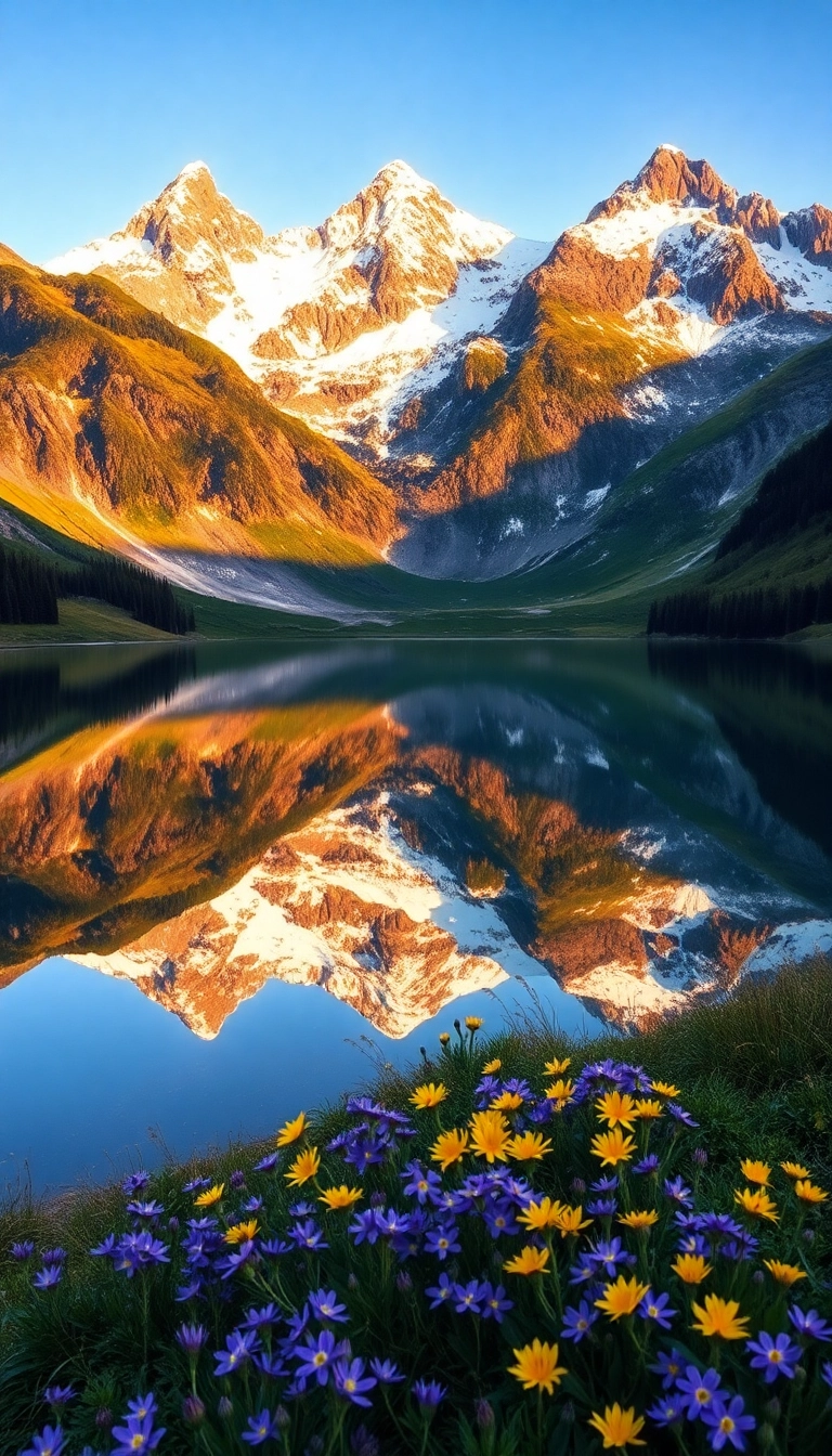 Free Spring Mountain Reflection iPhone Aesthetic Wallpaper